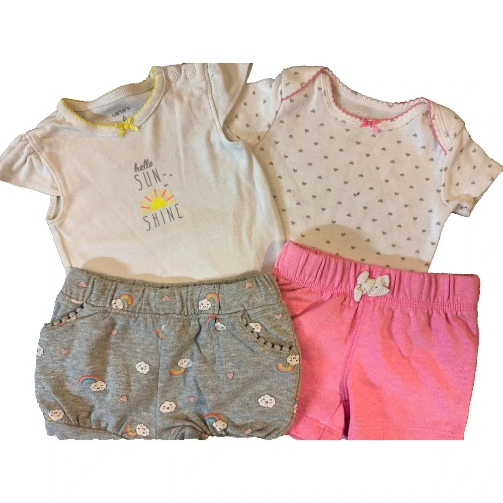 Carter's Baby Girl 6 Months Clothes Outfits Shorts Shirts Tees Summer Sunshine